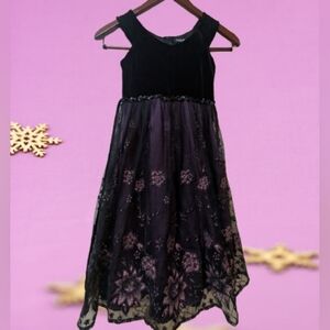 Charming Kids Formal Dress in Black and Purple